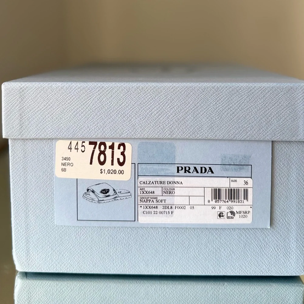 EUC Prada Soft Padded Nappa Leather Slides $1,020 36.5 - Picture 14 of 14